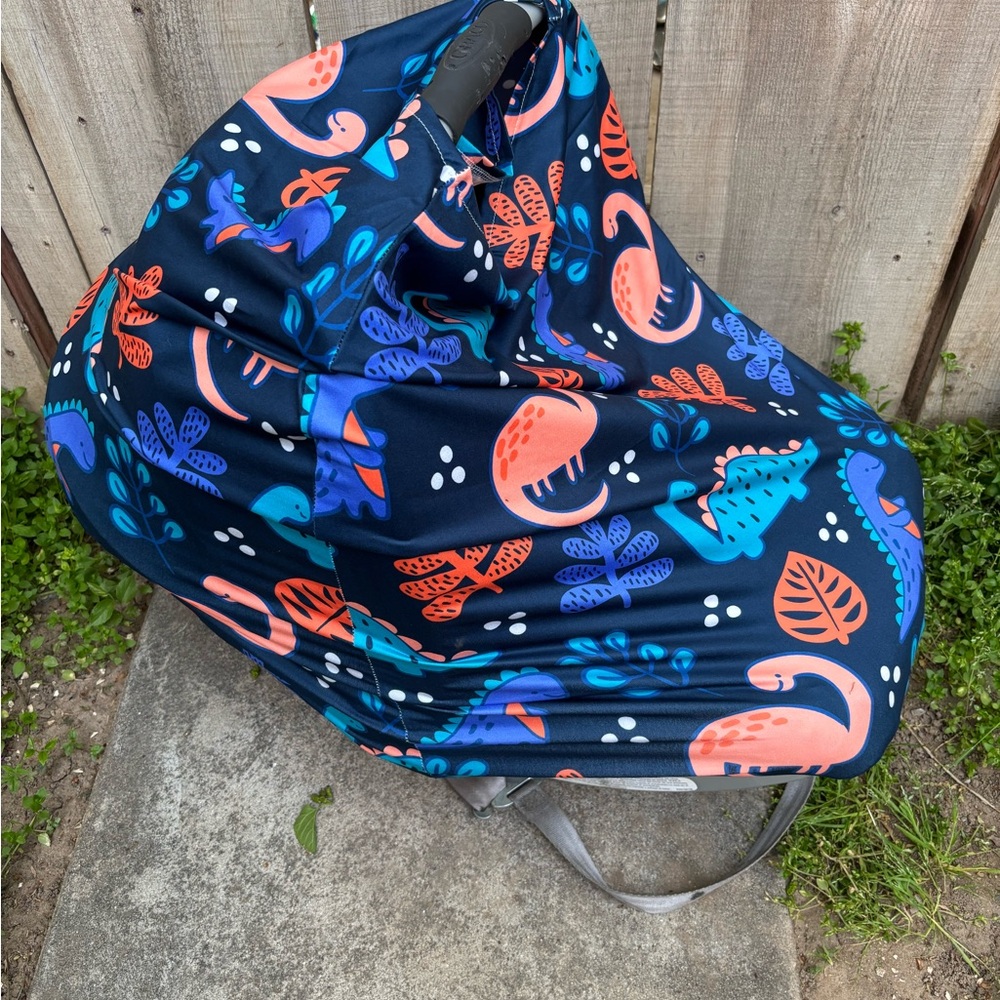 Navy Dinosaur Print Kids Car Seat Cover
